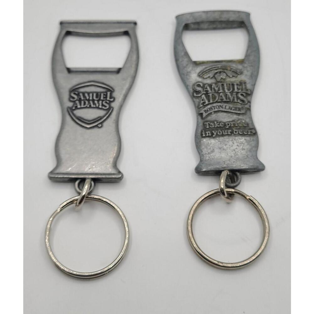 2pk Samuel Adams Boston Lager Pewter Metal Beer Bottle Opener Key Chain Barware